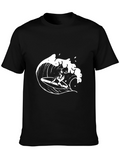 Surfer Wave Graphic T-Shirt - Cool Black Tee