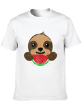 Sloth Eating Watermelon Graphic Tee