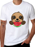 Sloth Eating Watermelon Graphic Tee