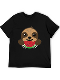 Sloth Eating Watermelon Graphic Tee