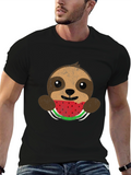Sloth Eating Watermelon Graphic Tee