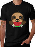 Sloth Eating Watermelon Graphic Tee