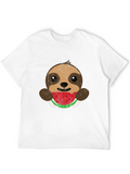 Sloth Eating Watermelon Graphic Tee