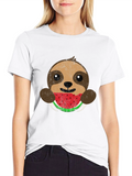 Sloth Eating Watermelon Graphic Tee