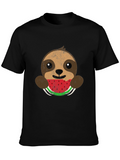 Sloth Eating Watermelon Graphic Tee