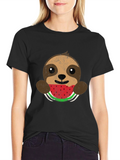 Sloth Eating Watermelon Graphic Tee