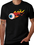 Flaming Eyeball Graphic Black T-Shirt