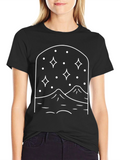 Night Sky Mountain Graphic Tee - Black