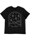 Night Sky Mountain Graphic Tee - Black
