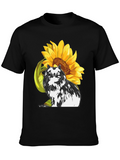 Sunflower Cat Graphic T-Shirt