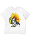 Sunflower Cat Graphic T-Shirt