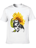 Sunflower Cat Graphic T-Shirt