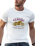Mens Black Classic Cafe Racer Graphic T-Shirt