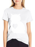 Owl Heart Graphic Tee - Black Unisex T-Shirt