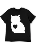 Owl Heart Graphic Tee - Black Unisex T-Shirt