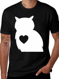 Owl Heart Graphic Tee - Black Unisex T-Shirt