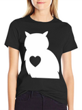 Owl Heart Graphic Tee - Black Unisex T-Shirt