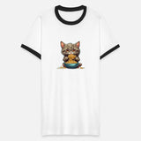 A cat eats pasta shirt