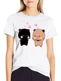 Cute Bear Couple T-Shirt - Black