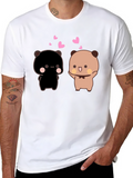 Cute Bear Couple T-Shirt - Black