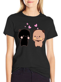 Cute Bear Couple T-Shirt - Black