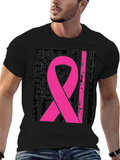 Pink Ribbon Flag Graphic Tee - Cancer Awareness