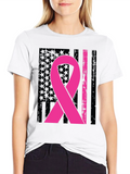 Pink Ribbon Flag Graphic Tee - Cancer Awareness