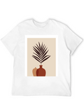 Minimalist Plant Print Black T-Shirt