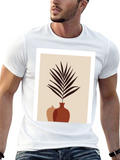 Minimalist Plant Print Black T-Shirt