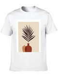 Minimalist Plant Print Black T-Shirt