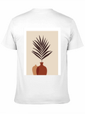 Minimalist Plant Print Black T-Shirt