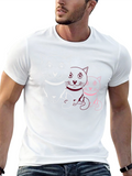 Cute Cat Trio Graphic Tee - Black Cotton T-Shirt