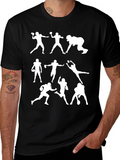 Football Player Silhouette Black T-Shirt
