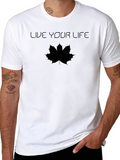Live Your Life Maple Leaf Black T-Shirt