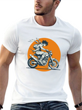 Anime Biker Graphic Tee - Black Cotton T-Shirt