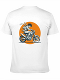 Anime Biker Graphic Tee - Black Cotton T-Shirt