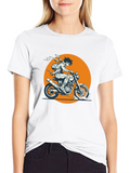 Anime Biker Graphic Tee - Black Cotton T-Shirt
