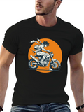 Anime Biker Graphic Tee - Black Cotton T-Shirt