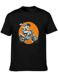 Anime Biker Graphic Tee - Black Cotton T-Shirt
