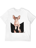 Sphynx Cat Pocket T-Shirt - Quirky Graphic Tee