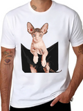 Sphynx Cat Pocket T-Shirt - Quirky Graphic Tee