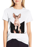 Sphynx Cat Pocket T-Shirt - Quirky Graphic Tee