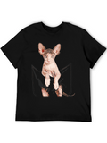 Sphynx Cat Pocket T-Shirt - Quirky Graphic Tee