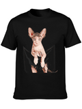 Sphynx Cat Pocket T-Shirt - Quirky Graphic Tee