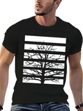 Stripped Tree Graphic Tee - Black