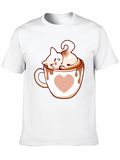 Cute Cat in Coffee Cup Graphic Tee