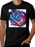 Abstract Holographic Gradient Futuristic Classic Cotton Tee – Unisex Comfort For Any Season