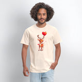 Adorable deer with heart shaped balloon.