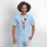 Adorable deer with heart shaped balloon.