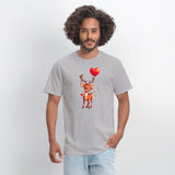 Adorable deer with heart shaped balloon.